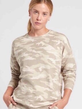 Athleta Beige Camo Crewneck Sweatshirt